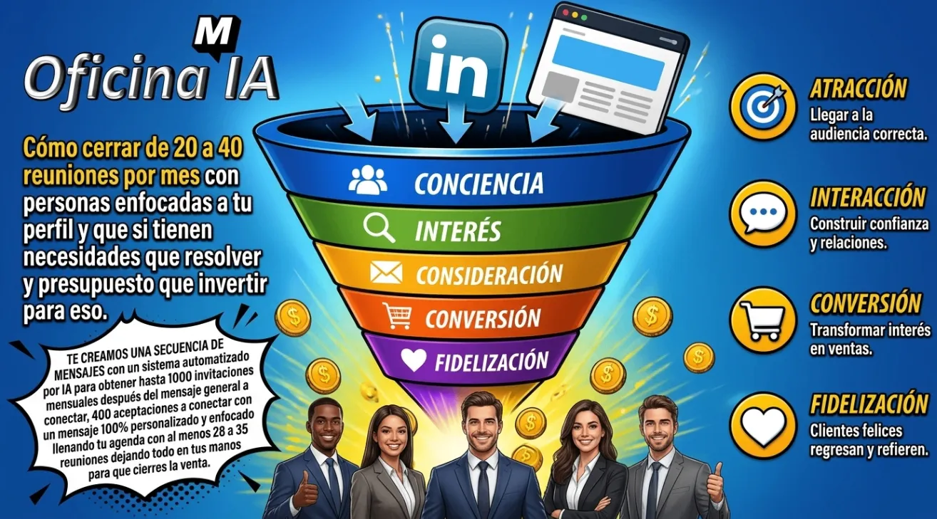 Infografía del sistema de prospección IA en LinkedIn